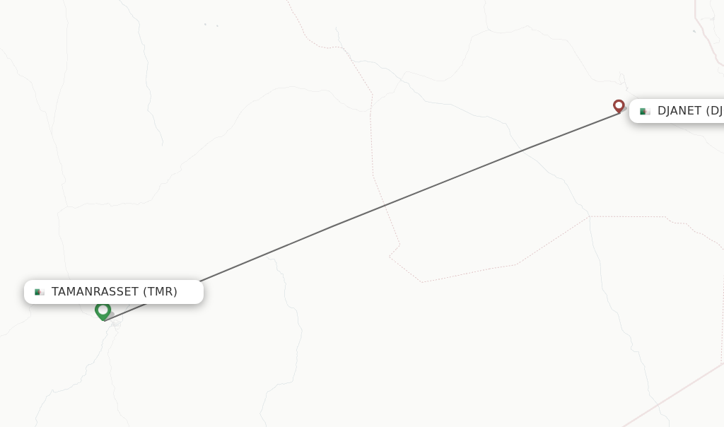 Flights from Tamanrasset to Djanet route map