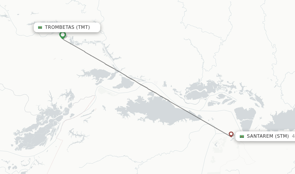 Flights from Santarem to Trombetas route map
