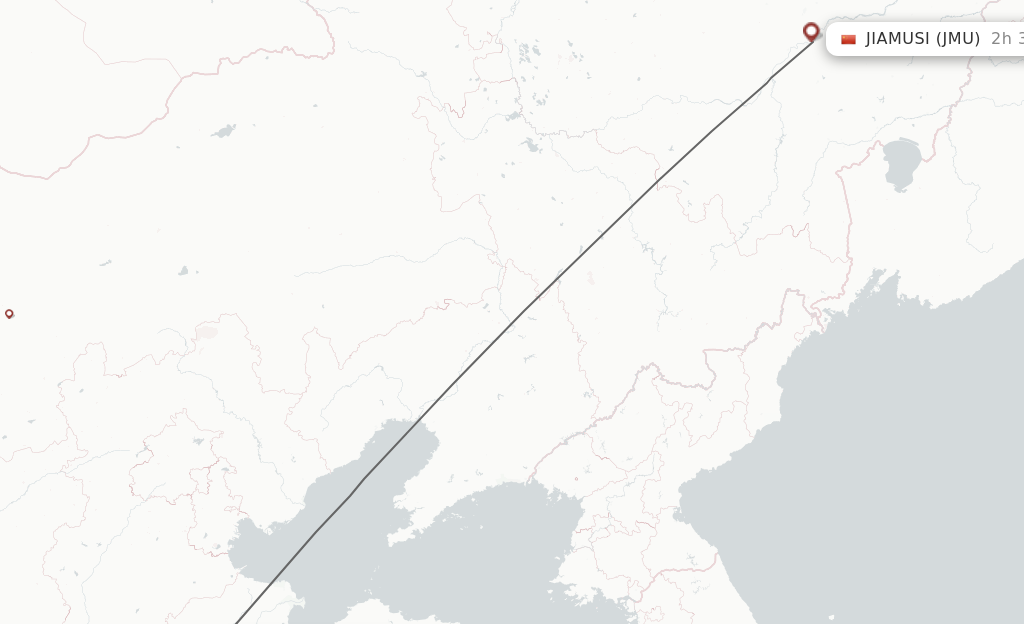 Flights from Jinan to Jiamusi route map