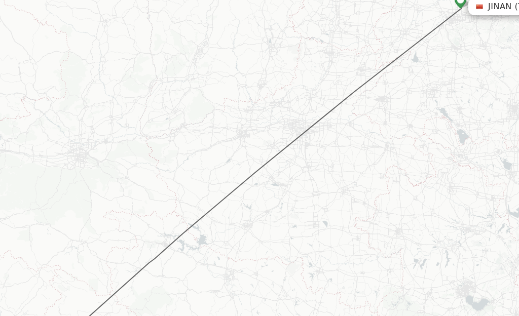 Flights from Jinan to Wanxian route map