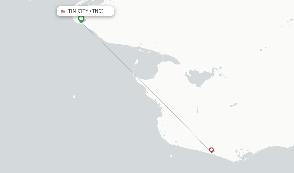 Route map with flights from Tin City with Easy Fly Express