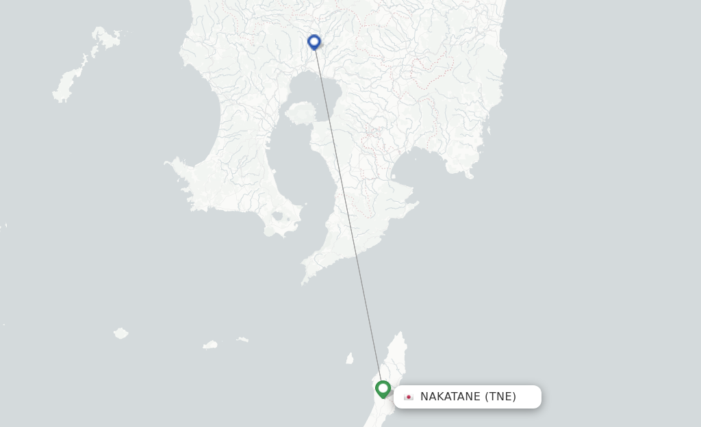 Route map with flights from Nakatane with ANA
