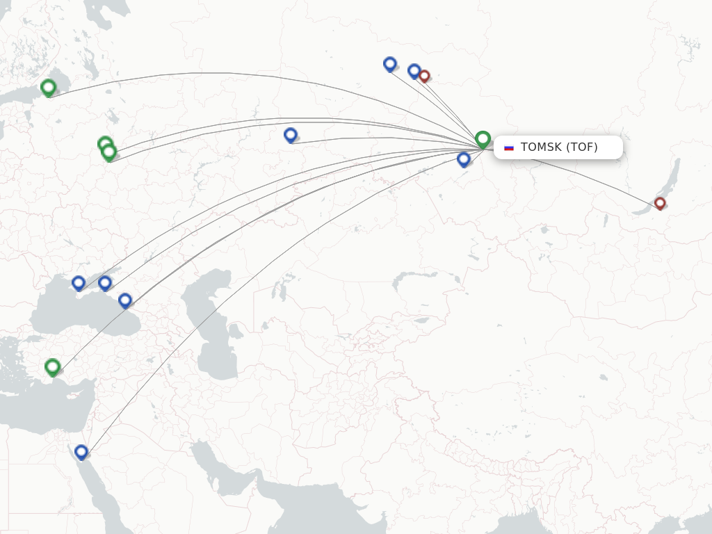 Flights from Tomsk to Ulan-Ude route map