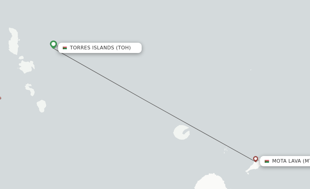 Flights from Torres Islands to Mota Lava route map