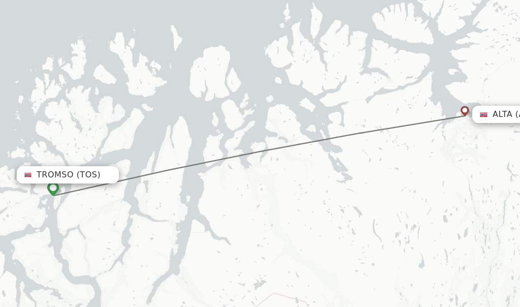 Flights from Tromso to Alta route map
