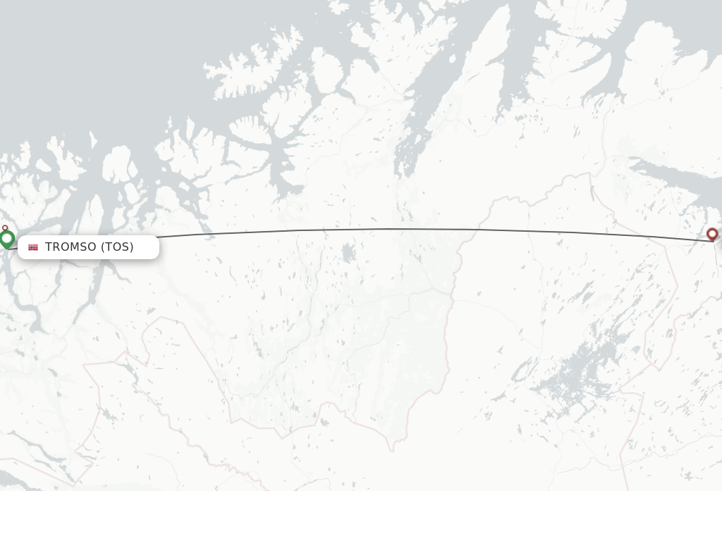 Flights from Tromso to Kirkenes route map