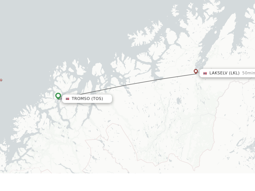 Flights from Tromso to Lakselv route map