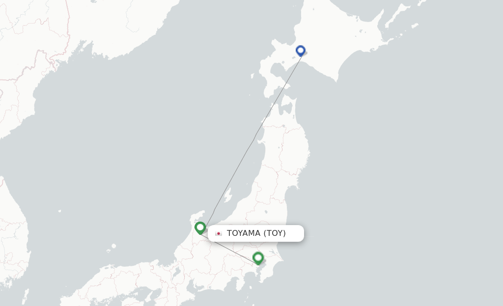 Route map with flights from Toyama with ANA