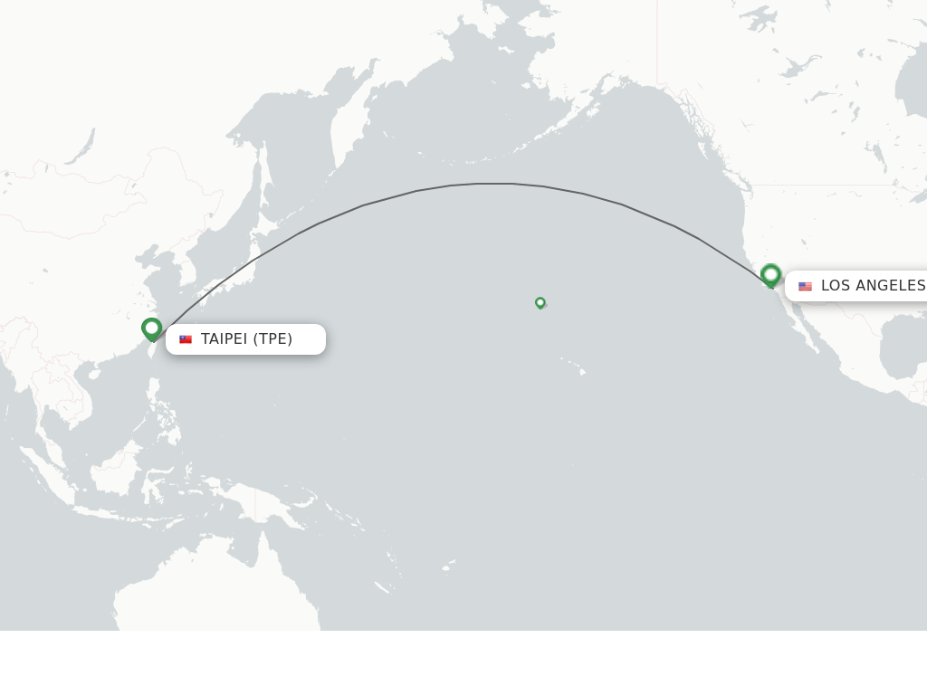 Flights from Taipei to Los Angeles route map