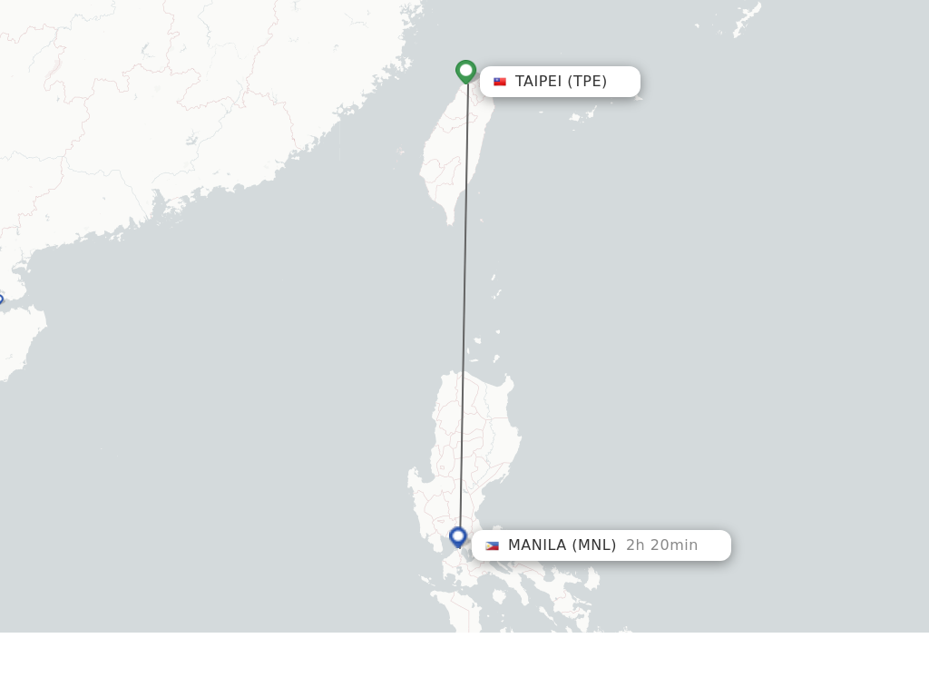 Flights from Taipei to Manila route map