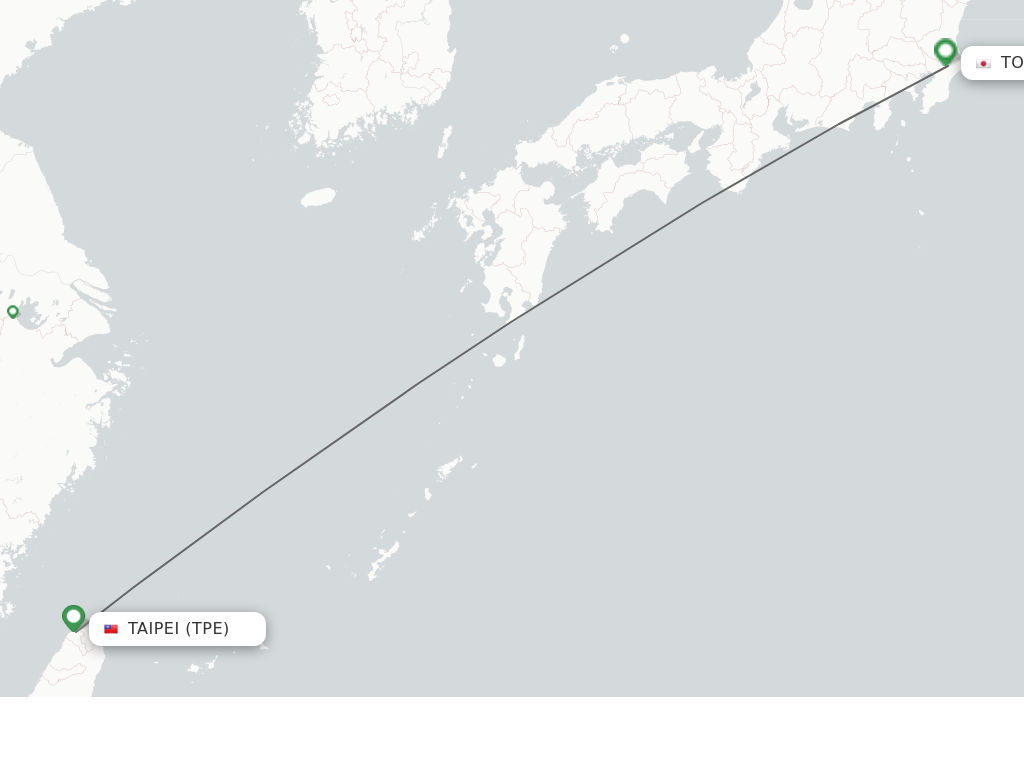 Flights from Taipei to Tokyo route map