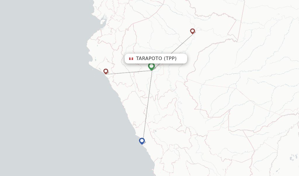 Route map with flights from Tarapoto with 21 Air