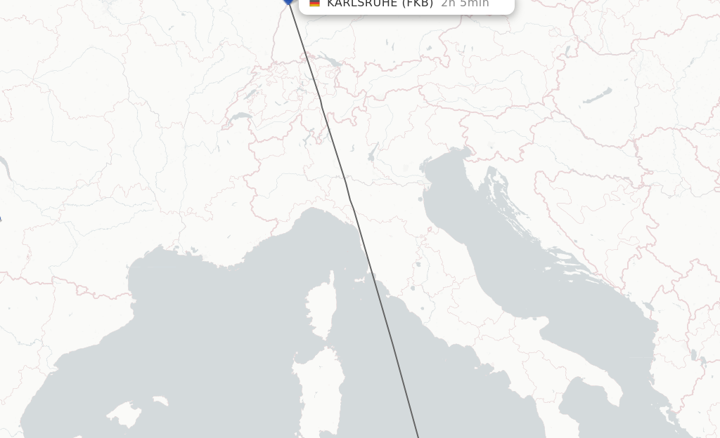 Flights from Trapani to Karlsruhe/Baden-Baden route map