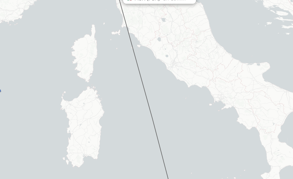 Flights from Trapani to Pisa route map
