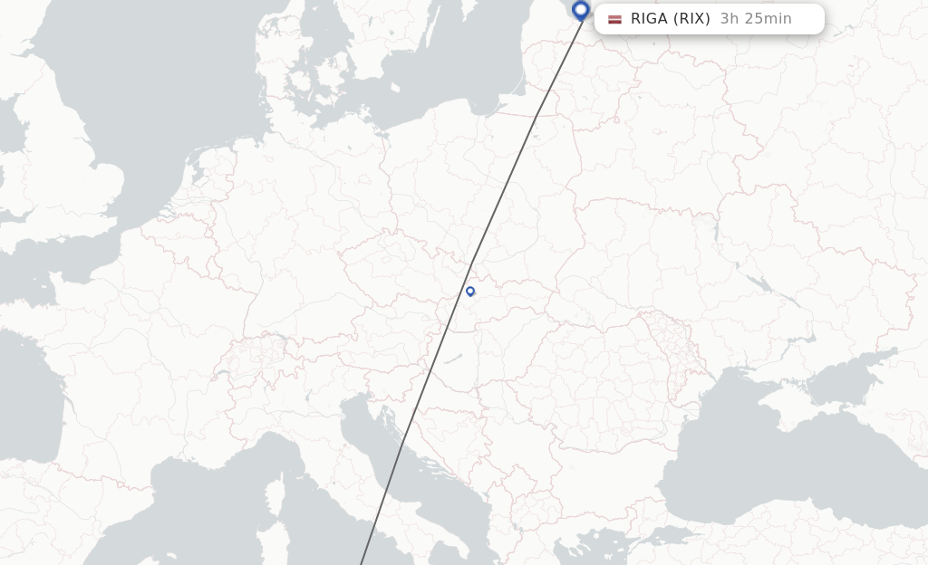 Flights from Trapani to Riga route map