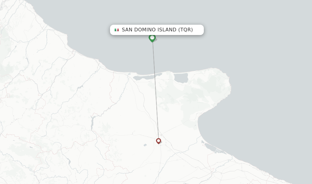 Route map with flights from San Domino Island with 