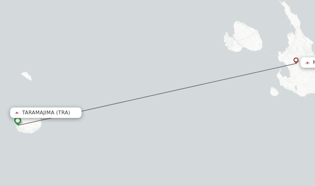 Flights from Taramajima to Miyakojima route map