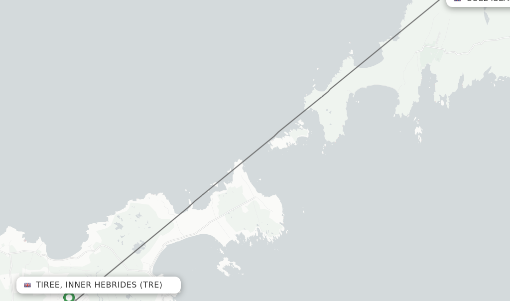 Flights from Tiree, Inner Hebrides to Coll Island route map