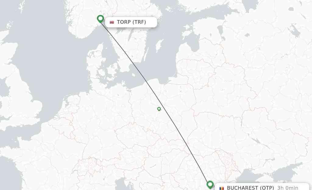 Flights from Sandefjord to Bucharest route map