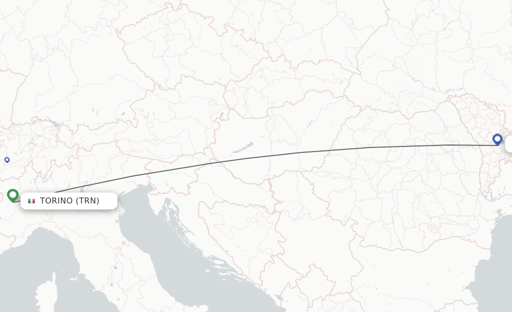 Flights from Turin to Chisinau route map