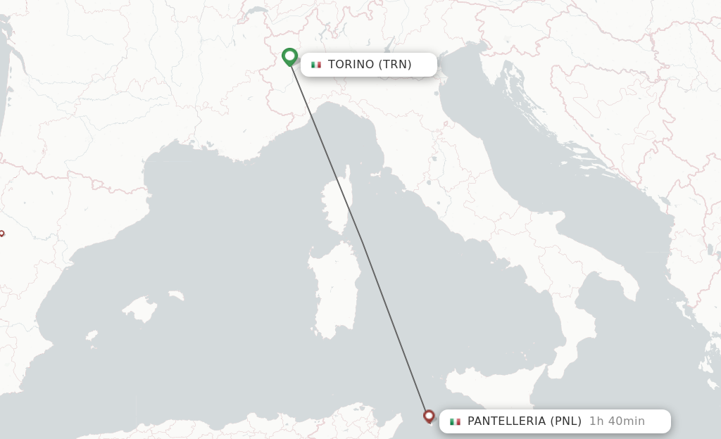Flights from Turin to Pantelleria route map