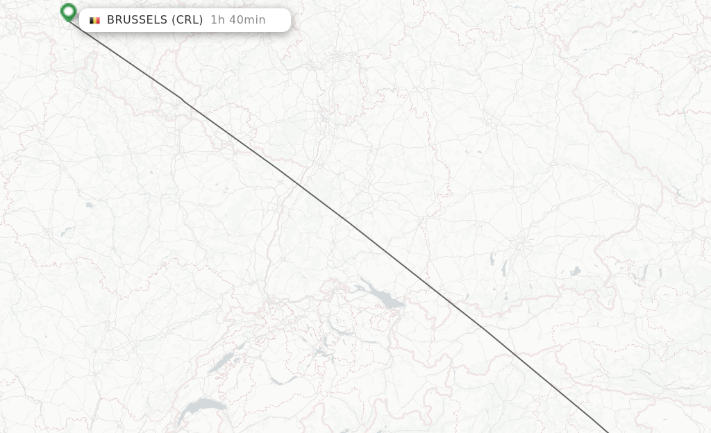 Flights from Trieste to Brussels route map
