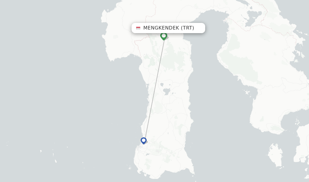 Flights from Mengkendek to Balikpapan route map