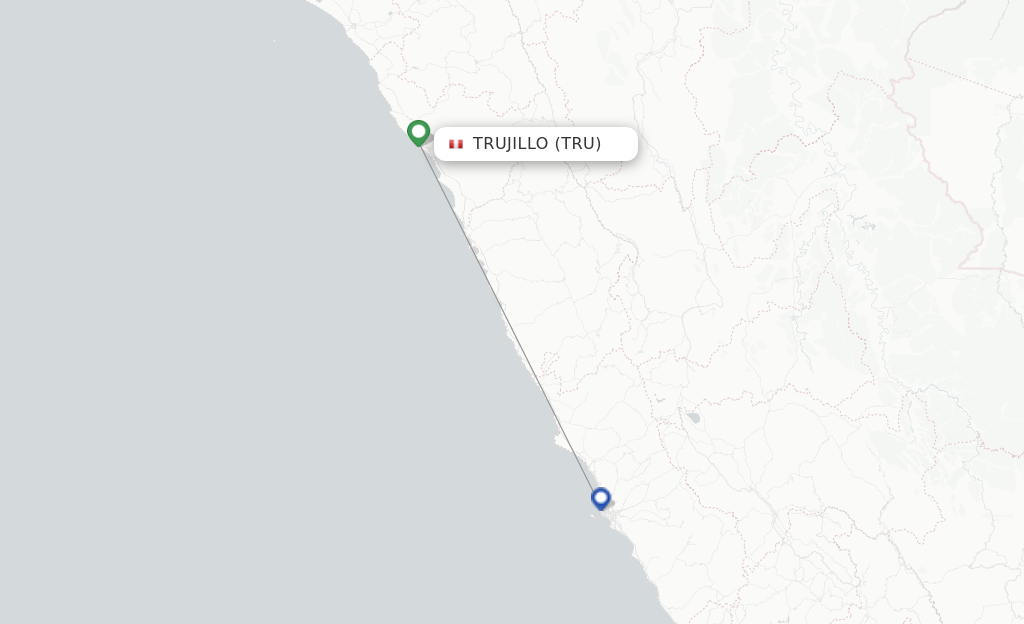 Route map with flights from Trujillo with Sky Airline
