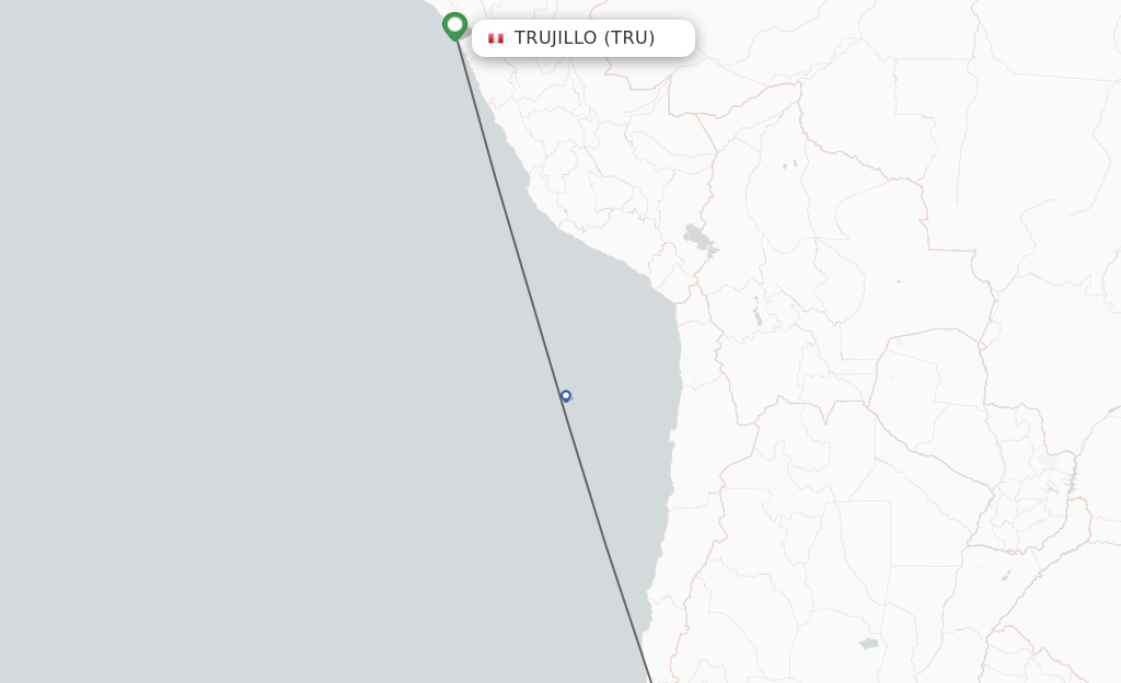 Flights from Trujillo to Santiago route map