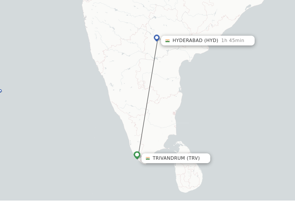 Direct (non-stop) flights from Thiruvananthapuram to Hyderabad