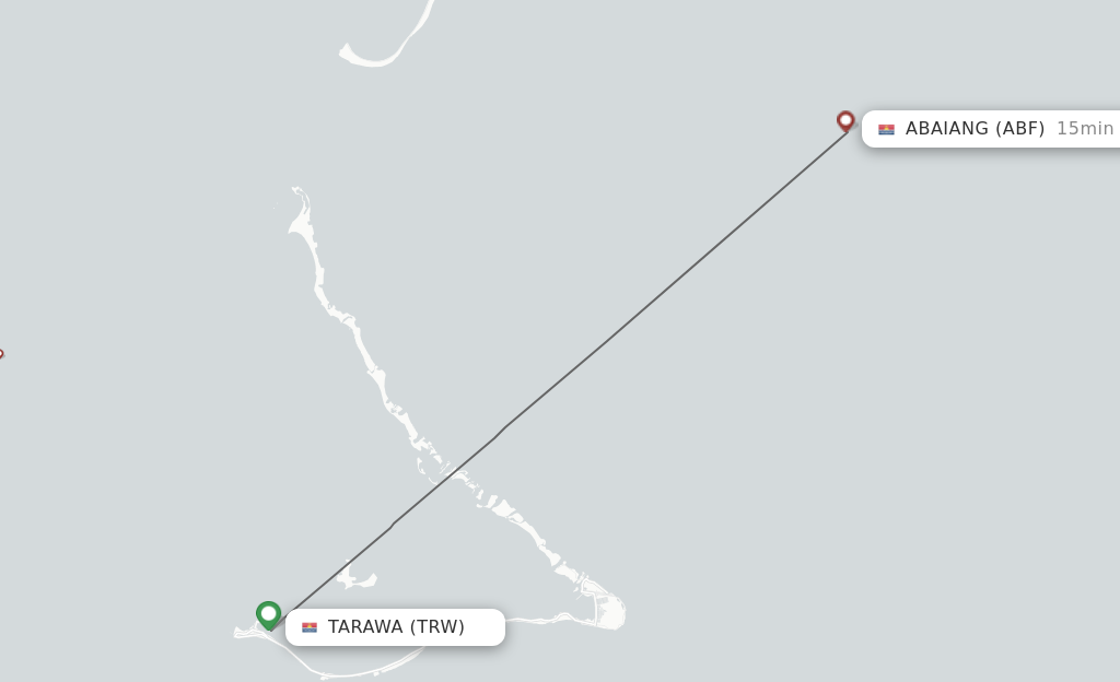 Flights from Tarawa to Abaiang route map