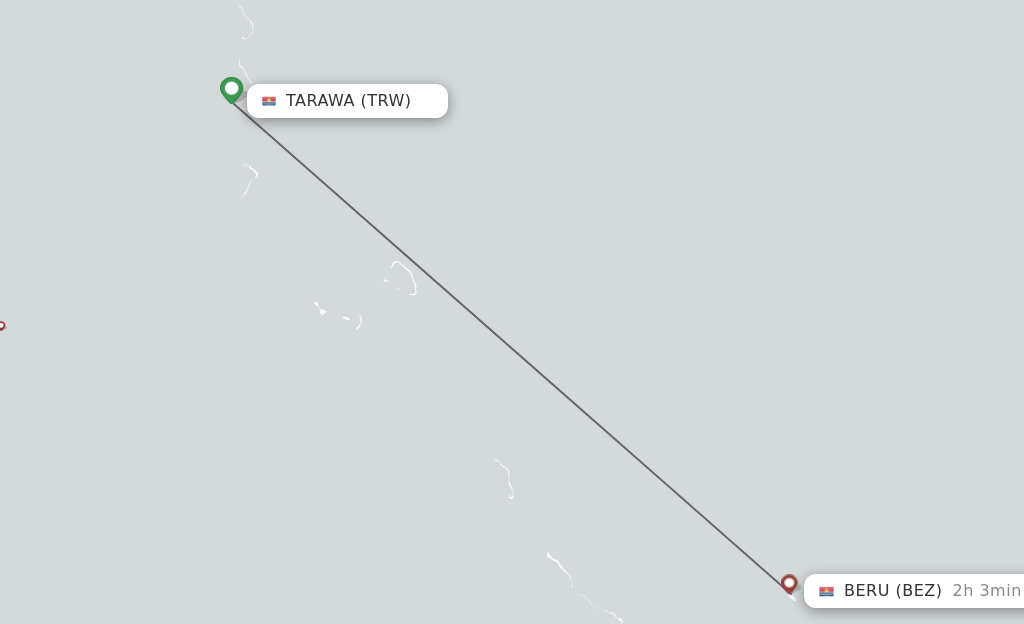Flights from Tarawa to Beru route map
