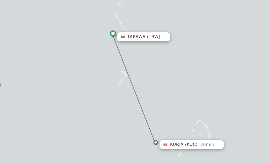 Flights from Tarawa to Kuria route map
