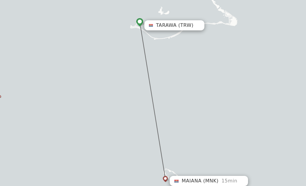 Flights from Tarawa to Maiana route map