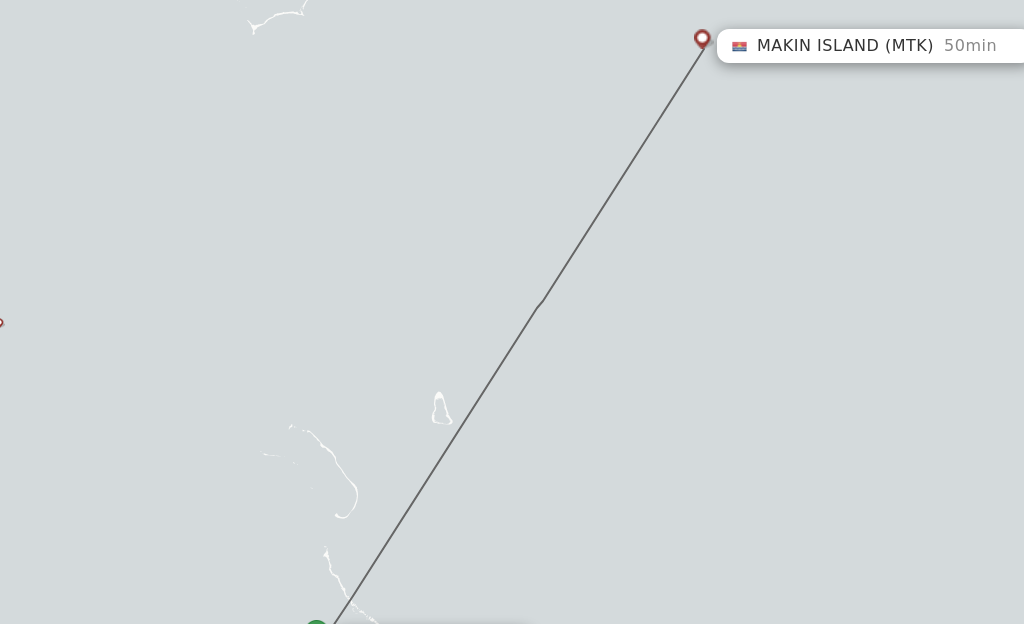 Flights from Tarawa to Makin Island route map
