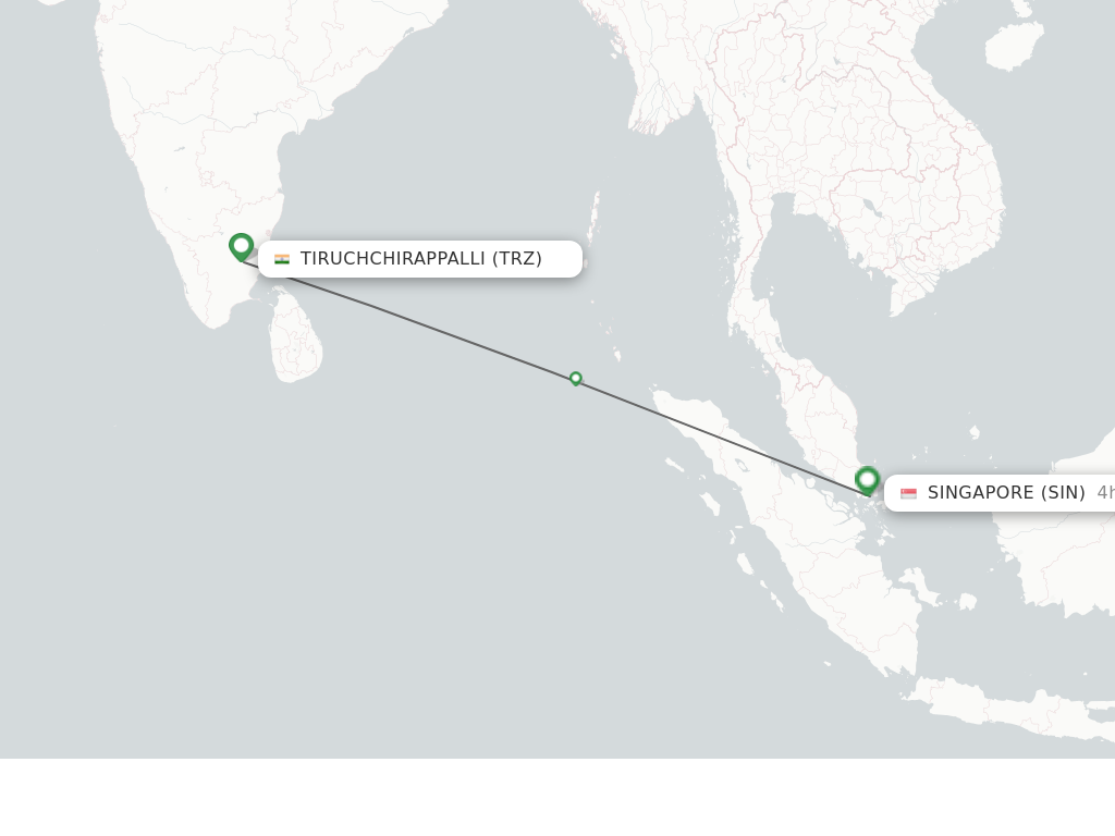 Flights from Tiruchirappalli to Singapore route map