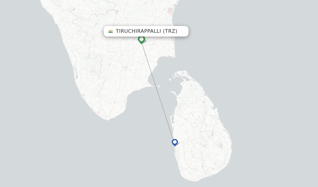 Route map with flights from Tiruchirappalli with SriLankan Airlines