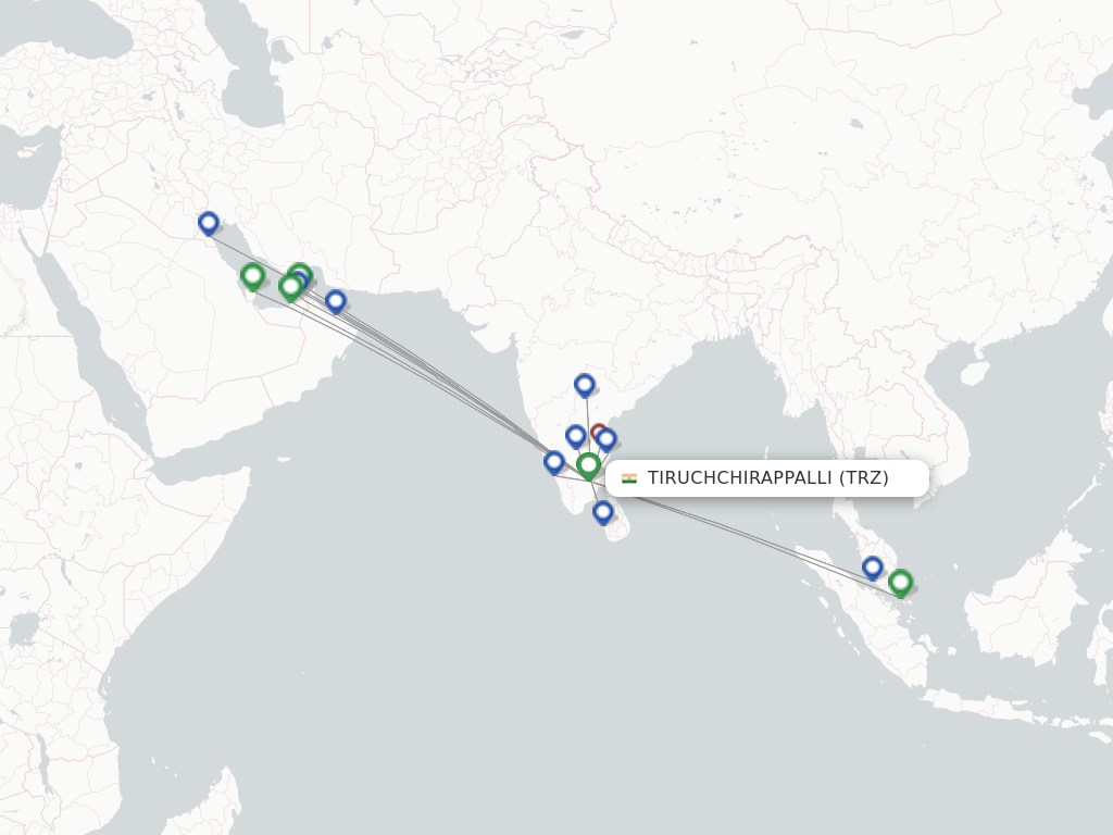 Flights from Tiruchirappalli to Dubai route map