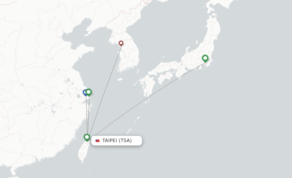 Route map with flights from Taipei with China Airlines