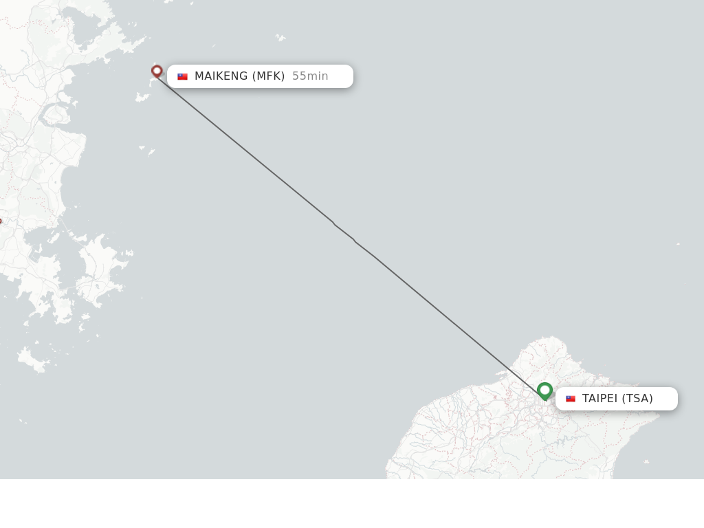 Flights from Taipei to Maikeng route map