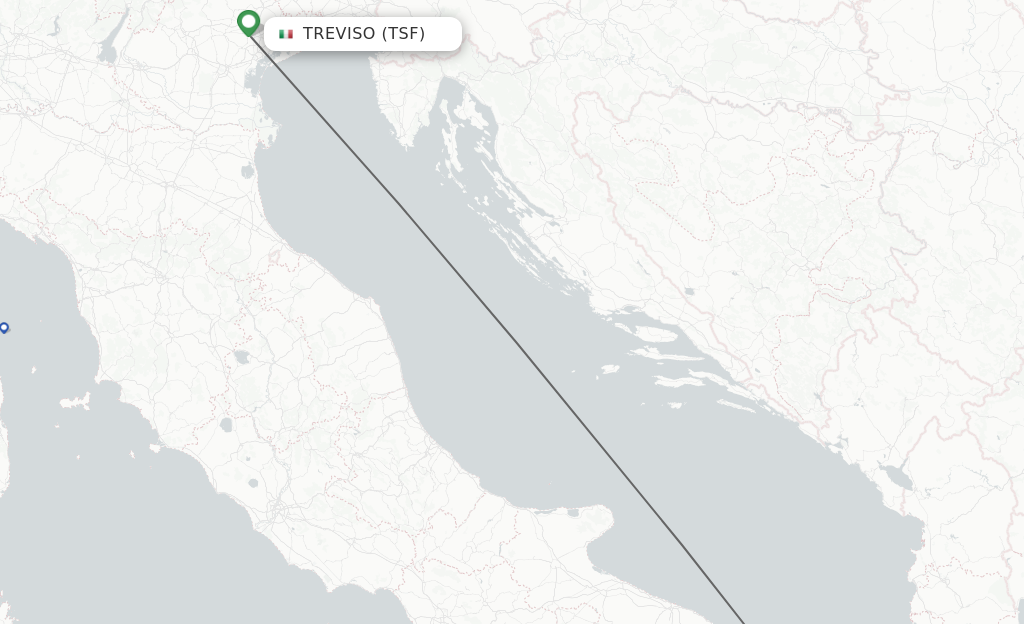 Flights from Venice to Brindisi route map