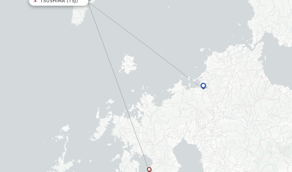 Route map with flights from Tsushima with ANA