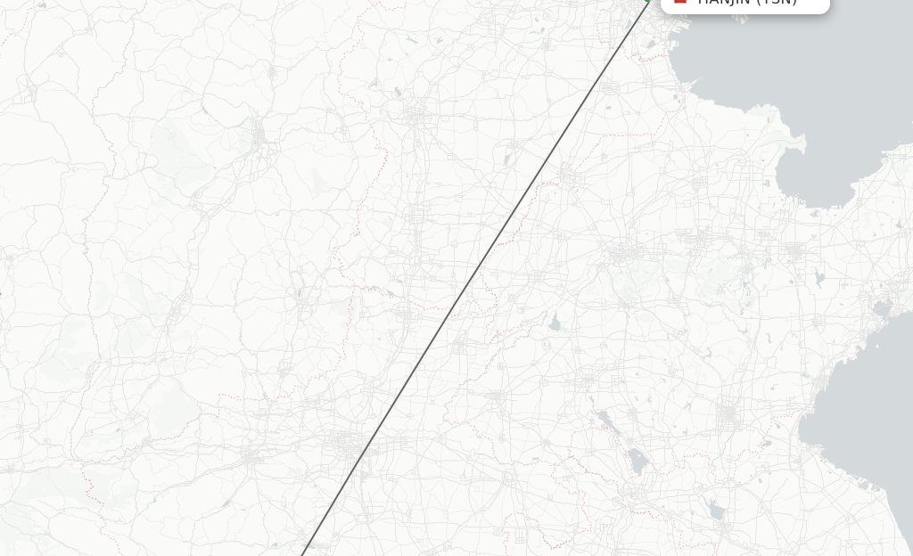 Flights from Tianjin to Nanyang route map