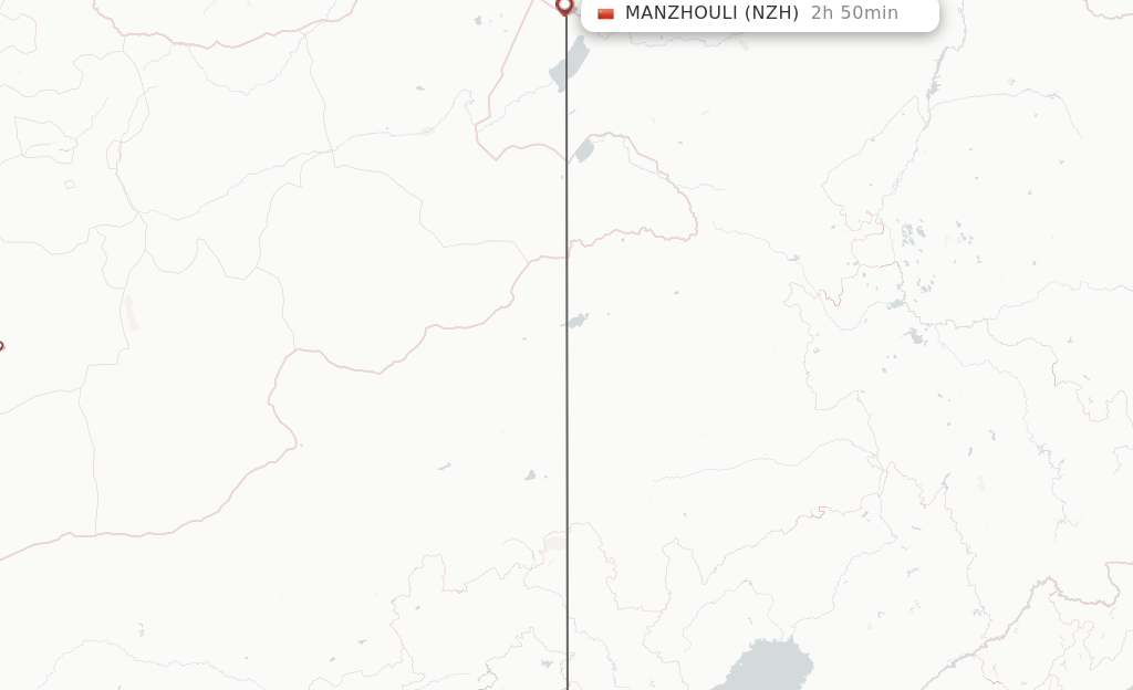 Flights from Tianjin to Manzhouli route map