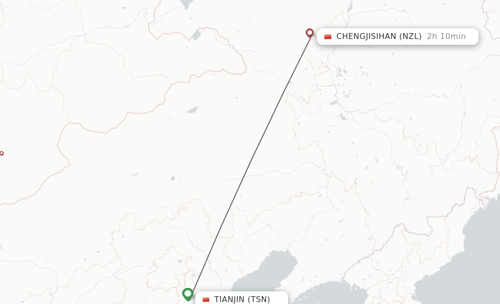 Flights from Chengjisihan to Tianjin route map