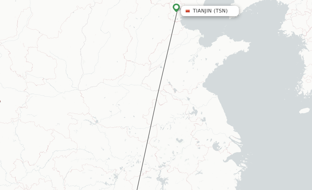 Flights from Tianjin to Yichun route map