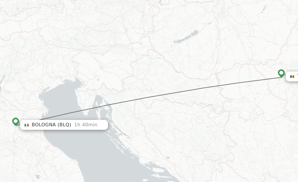 Flights from Timisoara to Bologna route map