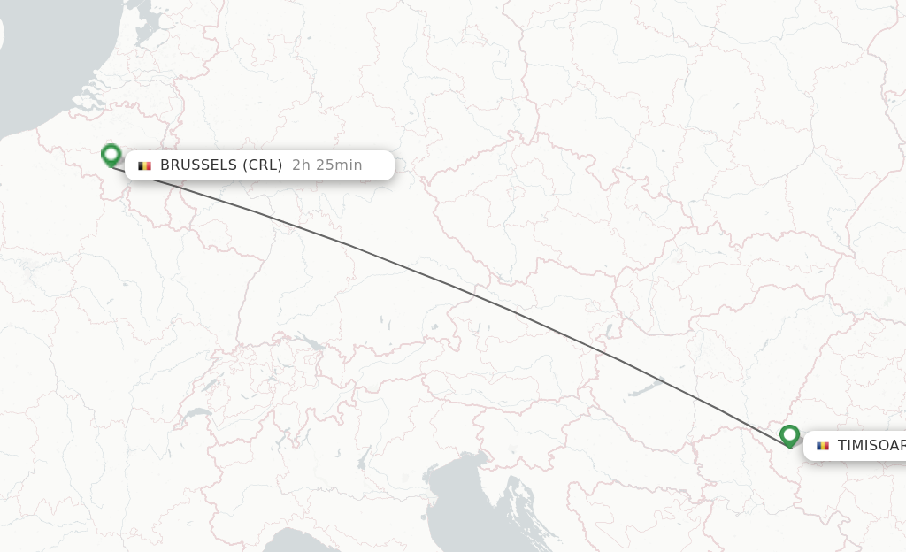 Flights from Timisoara to Brussels route map