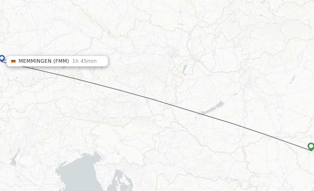 Flights from Timisoara to Memmingen route map