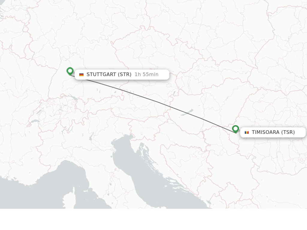 Flights from Timisoara to Stuttgart route map